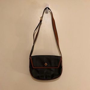 Small Fendi Vintage Black Crossbody Pequin Stripe Messenger Bag